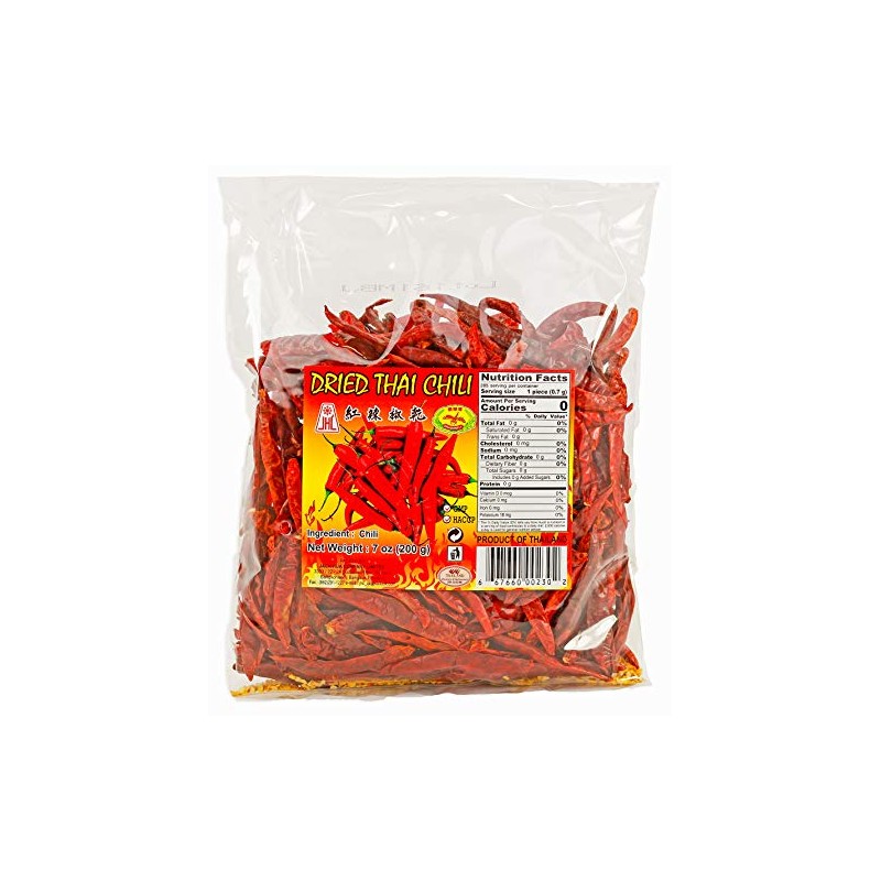 Thai Whole Dried Chili Peppers, Very Hot (7oz)