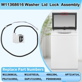 W11368616 W11670519 Washer Lid Lock Assembly Compatible with Whirlpool Maytag Washer MVW4505MW0 MVW5035MW1 MVW5430MW1 MVW5430PBK0 MVW5435PBK0 MVW5435PW0 Replaces AP7214714, PS17215992 Lid Lock Switch