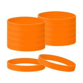 TIXIPEM Rubber Bracelets [12PCS] - Silicone Wristbands Solid Color Bracelets Use for Men Women Teen & Sports Team & Events & Gym - [Orange-8.3IN Cir] Blank Rubber Sports Bands