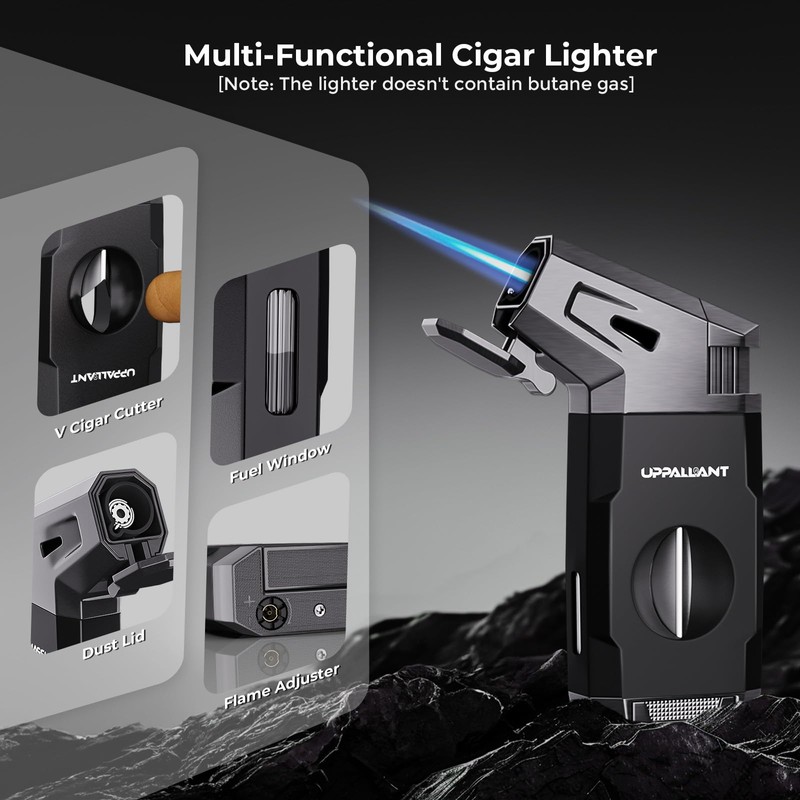 Travel Cigar Humidor Case Set, Double-sided Design, with Cigar Lighter