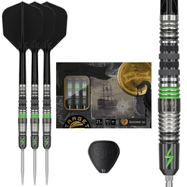 Target Japan Black Marque Lightning 3.0 Swiss Point Steel Tip Darts with Kflex, 21G | Chris LIM 90% Tungsten Dart Set, K-Flex Flights und Shafts, Swiss Nano Points mit Tool