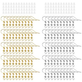 Vesaneae Earring Making Kit, 100 PCS Earring Hooks, 100 PCS Clear Earring Safety Backs, Hypoallergenic Earring Hooks for Jewelry Making DIY Earrings
