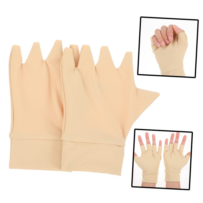 Healeved 1pair Breathable Compression Half-finger Gloves for Relief Lightweight Design