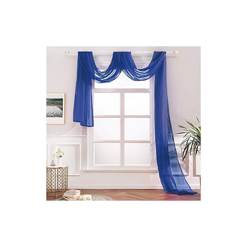 Megachest TAILORED VOILE WINDOW SCARF PELMET 26 color choices (navy,