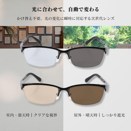 [MIDI BLOOM] メガネ 紫外線 調光サングラス おしゃれ 度なし メンズ グレー ブラウン MBL-12-C3-SG-PHOTO-GRAY