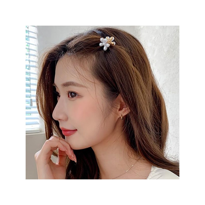 8 fermagli per capelli con perle dorate, piccole clip per