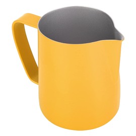 350ml Milk Frothing Jug - Stainless Steel Milk Frothing Pitcher - with Ergonomic Handle - Coffee Utensils(yellow)