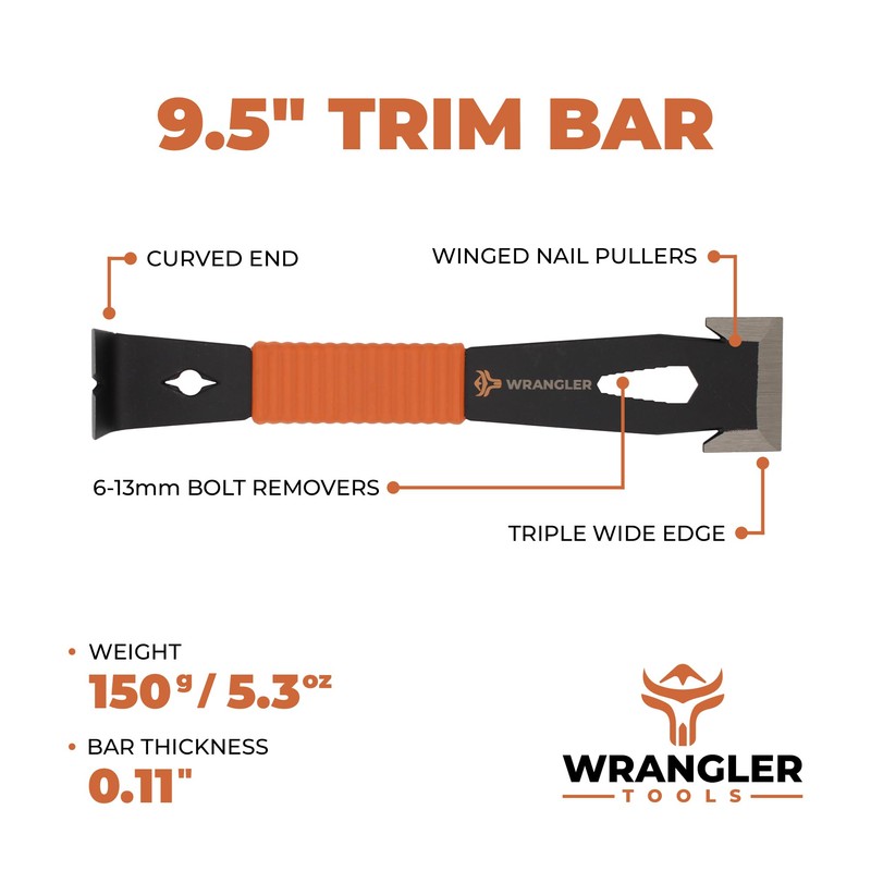 Wrangler Tools - 9.5-inch Flat Scraper Bar - Nail Puller