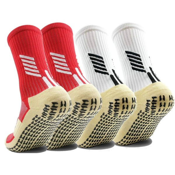 DYB & HOME CJM616 Men's Soccer Socks, Basketball Socks, Mid Tube, Thick, Anti-Slip Parts, Breathable, Sweat Absorbent, Antibacterial, Odor Resistant, Training Socks, Football, Futsal, Climbing, Bicycle, Running, 9.1 - 11.0 inches (23 - 28 cm), Set of 2 p