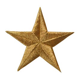 ETDesign #E02197 Embroidery Iron On Star Applique Patch - 3" by 3" (Gold)