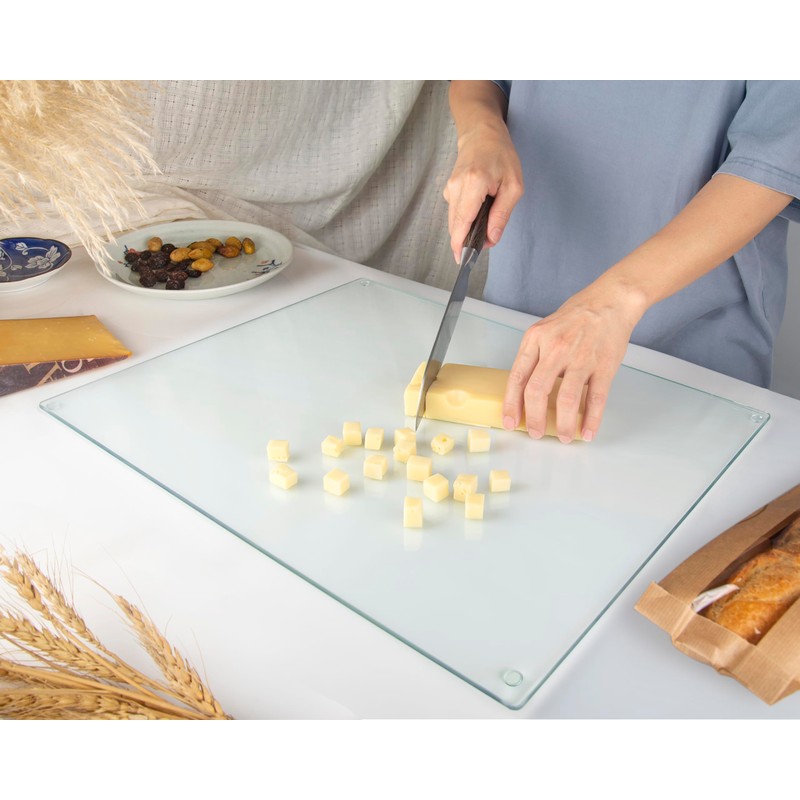 Kitchenville Glass Cutting Board 20”x16”: Tempered Glass Kitchen Counter Protector