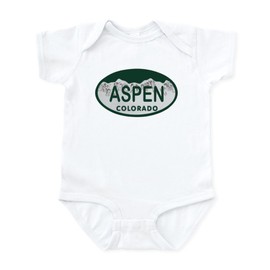 CafePress Aspen Colo License Plate Infant Bodysuit Cute Infant Bodysuit Baby Romper Cloud White