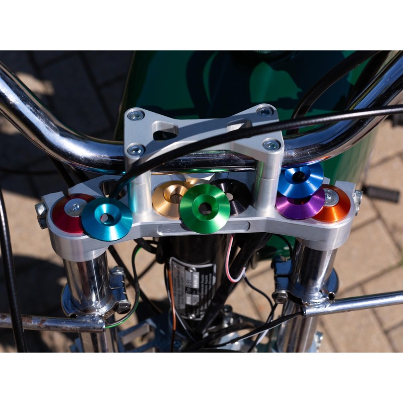 CNC Fork Caps / Countersunk Discs Aluminium Black for S51,