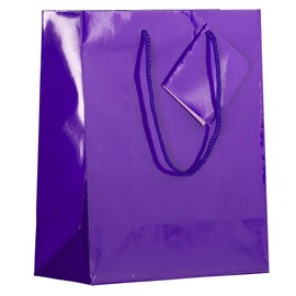 JAM PAPER Glossy Gift Bags with Rope Handles - Medium - 8 x 4 x 10 - Purple - Sold Individually
