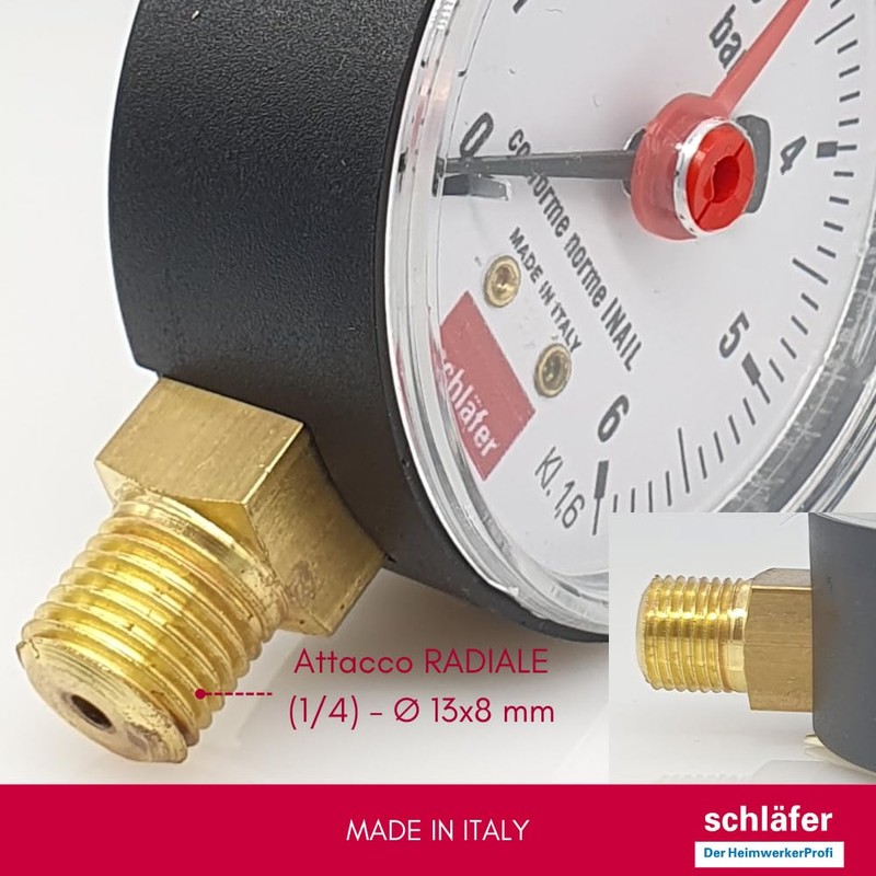 Schläfer 0930164 | Pressure Gauge for Closed Heating Systems, Display