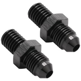 Podavelle Metric M10x1.5 to 4AN Male Flare Adapter Fuel Fitting Straight Aluminum Black, Pack of 2