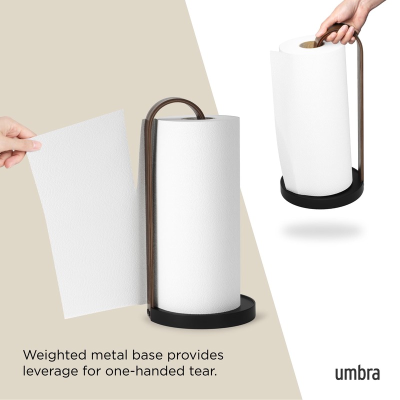 Umbra Bellwood Paper Towel Holder for Kitchen Countertop, with Real
