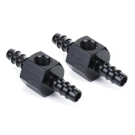AC PERFORMANCE 5/16" Barb to 5/16" Barb with 1/8" NPT Sensor Gauge/Gage Port Hose Tube Adaptors Fitting Pressure Take Off Aluminum Black, Pack of 2