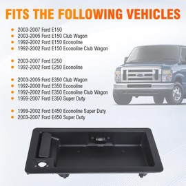 ANDO RACING Exterior Rear Door Handle & License Plate Tag Bracket Compatible with 1992-2007 Ford E150 E250 E350 E450 Econoline & More Replace 6C2Z-15434A20-AA Outside Handle