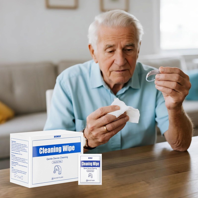 100 Pcs Hearing Aid Cleaning Wipes - Individually Wrapped Alcohol-Free