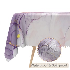 TTQYFNM 60x102inches Abstract Pink Purple Marble Table Cloth Watercolor Ombre Ink Painting Art Modern Texture Tablecloth Waterproof Polyester Table Cover for Dining Room Kitchen Themed Party Decor