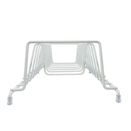 HUJI Plates Holder Pots Pans Lid Organizer Rack for Cabinet, Pantry or Kitchen Counter (ONE, WHITE)