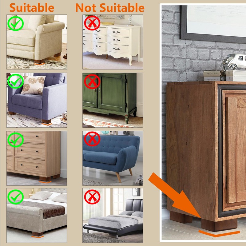 AORYVIC Solid Wood Legs for Furniture, L-Shaped Bed Risers, 3
