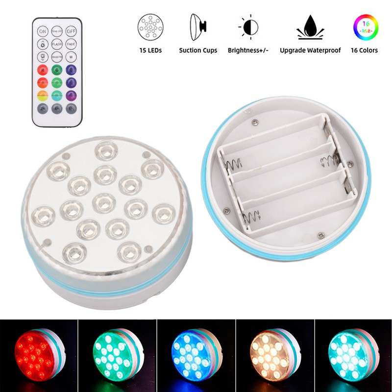 2PCS Submersible Pool Light with Remote Control Magnetic Suction Cup
