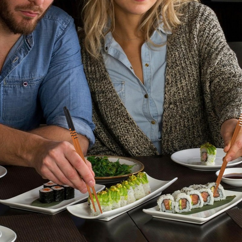 2 Pair Wooden Chopsticks Set, Chopsticks with Holder, Bamboo Chopsticks