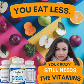 Shiny Leaf Bariatric Multivitamin with Iron - 45mg Iron, 90 Capsules, Post WLS Support, for Gastric Sleeve, Bypass and Mini Bypass, High Potency Daily Vitamins, for Women and Men,3 Months Supply | Shiny Leaf