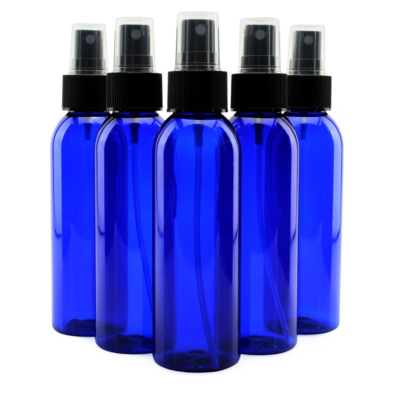 Cornucopia 4oz Blue Empty Plastic Refillable PET Spray Bottles w/Fine