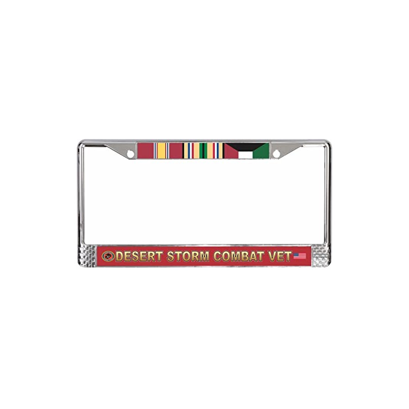 USMC Desert Storm Combat Veteran 3-Ribbon Stack License Plate Frame