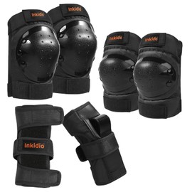 Inkidio Kids/Youth/Aduit Women Knee Pad Elbow Pads Guards Protective Gear Ideal for Roller Skate Inline Skating Skateboard Scooter Riding Cycling Bike Sports (Large(Aduit), Black)