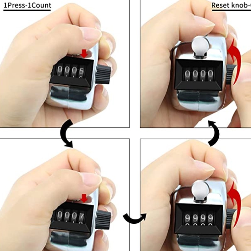 5 Pcs Clicker Counter 4 Digit Metal Case Accurate Hand