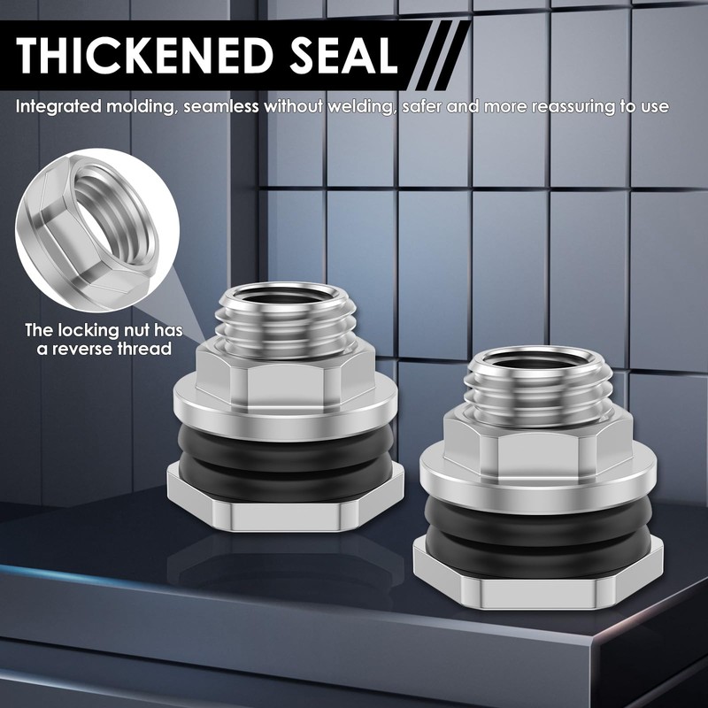 2Pcs Bulkhead Water Tank Fittings Stainless Steel Bulkhead Fitting Bulk