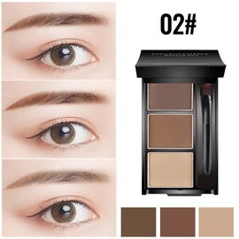 Erinde Eyebrow Powder Makeup Palette, 3 Colors Brow Powder Palette w/Brush, Dark & Light Brown Eyebrow Tinted Powder Filler to Shape Natural Eyebrows, Long-Lasting Waterproof Eyebrow Makeup Kit