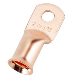 2/0 AWG 5/16" Stud (25 pcs.), Heavy Duty Battery Ring Terminal, 00 Gauge Connectors, 2/0 Copper Wire Lugs, Copper Ring Terminals, Battery Cable Ends, Tubular Ring Terminal Connectors