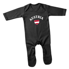 Print Cartel Austria Design Country Austria Art Design Romper Suit Austria Theme Gift Austria Apparel Austria Romper Suit for Baby, 0-3 Months, Black