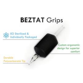 BEZTAT 25mm (1" Inch) Ultra Premium Clear Disposable Tubes w/Black Soft Silicone Grip- 25 Pack, Round Tip (11RT)