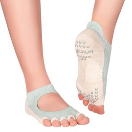 Knitido+ Kokoro Non-Slip Half-Toe Socks for Pilates, Yoga, Barre, Size:UK 5.5-8 (EU 39-42), Colour:Gardenia (61)
