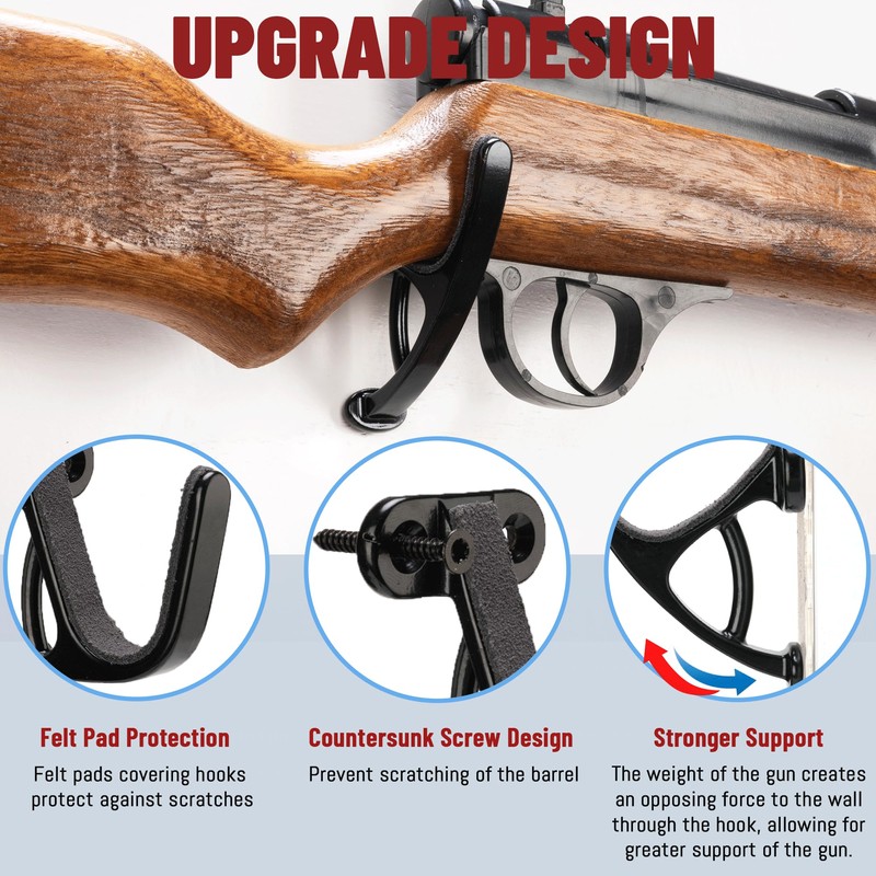 TRIPLE DEER Gun Rack Wall Mount Gun Storage with Felt,