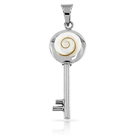 PLANETYS - 925 Sterling Silver Key Pendant Shiva Eye Saint Lucia Eye