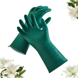 VGO 1 Pair Extra Long Gardening Gloves with Fresh Aroma - Waterproof, Non-Slip and Chemical-Resistant Protective Gloves for Gardening, Agriculture and Work (L, Green, TP1117)