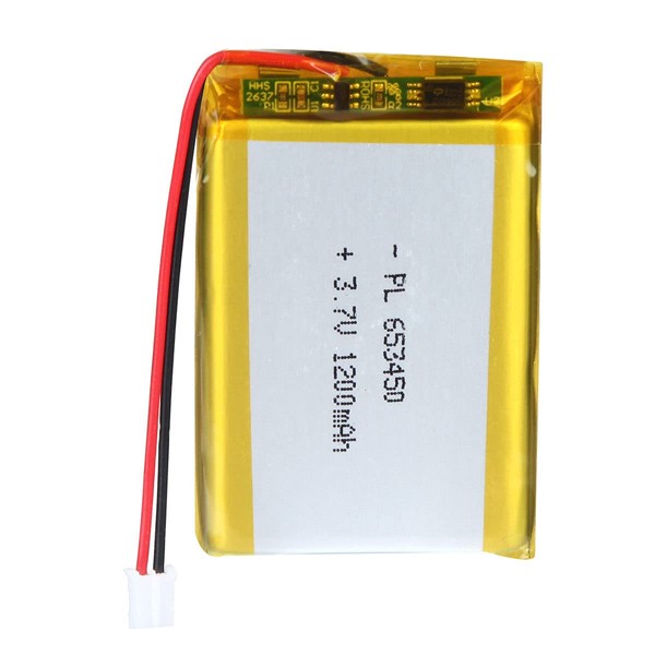 AKZYTUE 3.7V 1200mAh 653450 Lipo Battery Rechargeable Lithium Polymer ion Battery Pack with PH2.0mm JST Connector