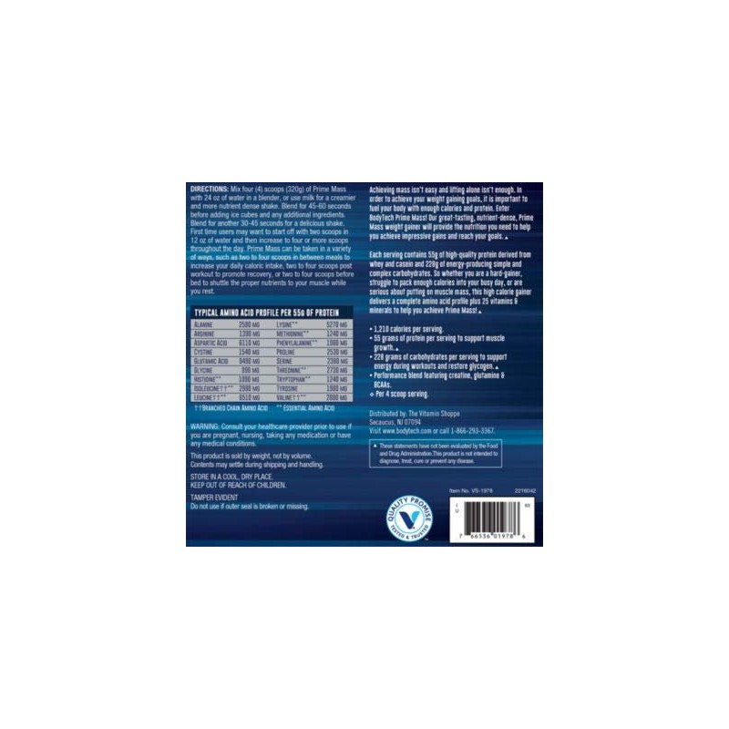 BODYTECH Prime Mass - Chocolate (6 lbs./8 Servings)