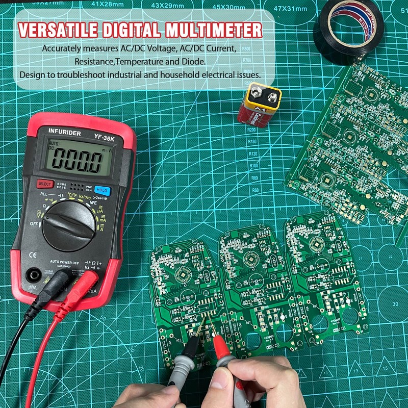 INFURIDER Multimeter Digital YF-36K, Auto Range Voltmeter Ammeter Ohmmeter, 4000