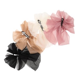 Baluue 4pcs Bow Hair Clips Elegant French Banana Barrettes for Women Versatile Styling Accessories for Ponytails and Updos