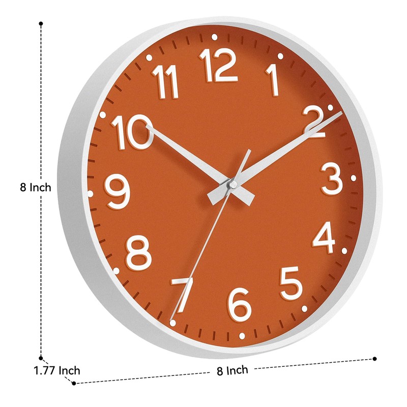 Roymnie Wall Clock, Silent Wall Clocks Battery Operated 8 Inch-Modern