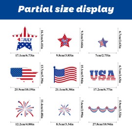 AhfuLife USA 4th of July Window Clings for 250 Years Anniversary, 9 Sheets America Patriotic Themed Window Stickers for Independence Day, Home Office Party Decorations(Style C)