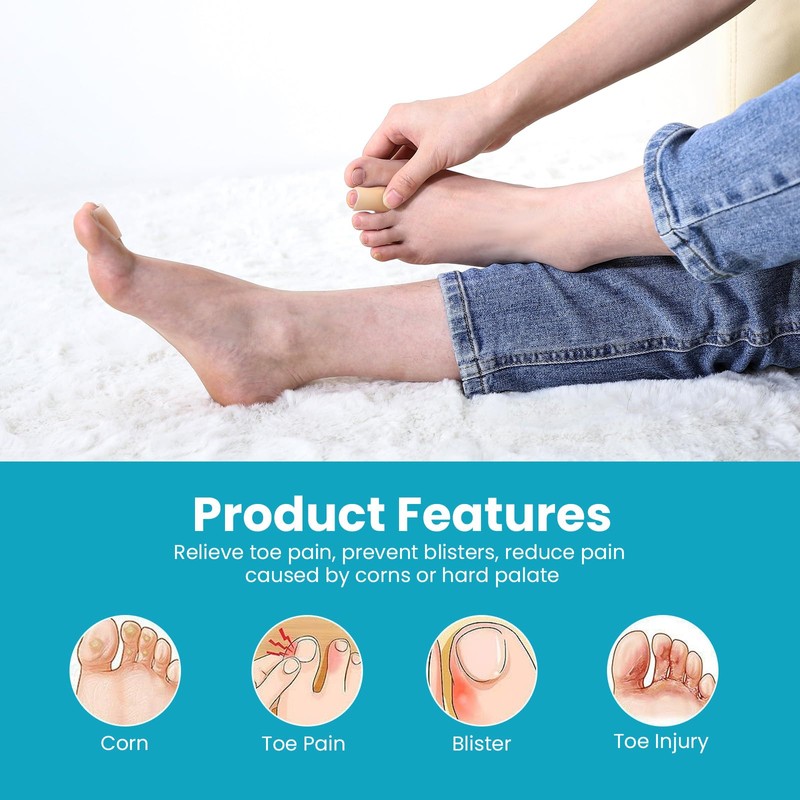 Povihome Toe Sleeves, Toe Protectors, 12 Pack Toe Tube Pads